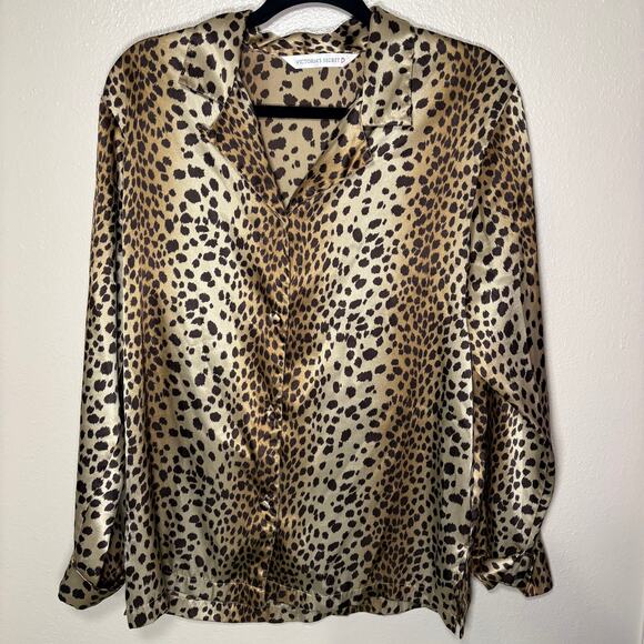 Victoria's Secret 2 piece leopard print satin pajama set small - Picture 2 of 6